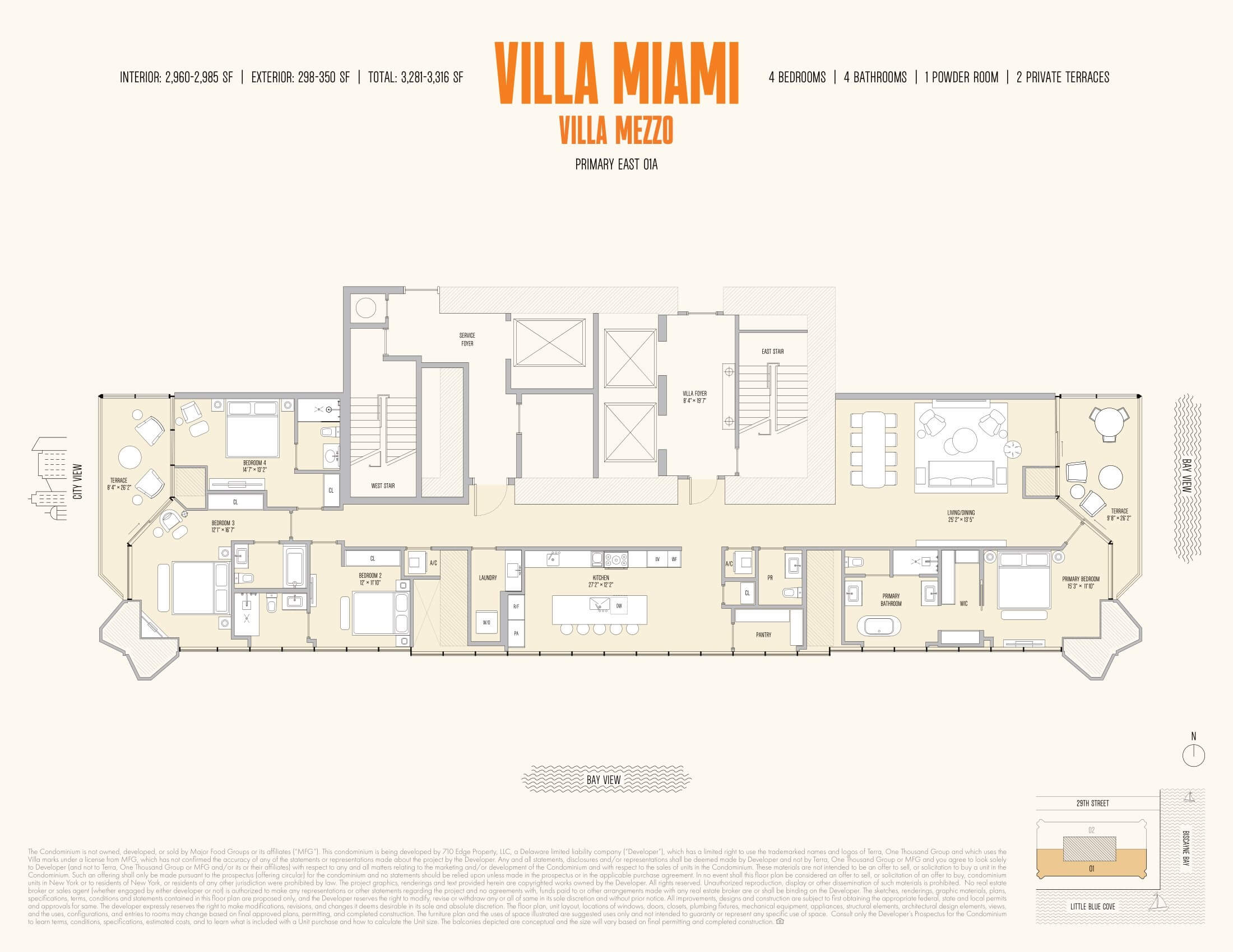 Villa Mezzo 4-bedroom half-floor plan