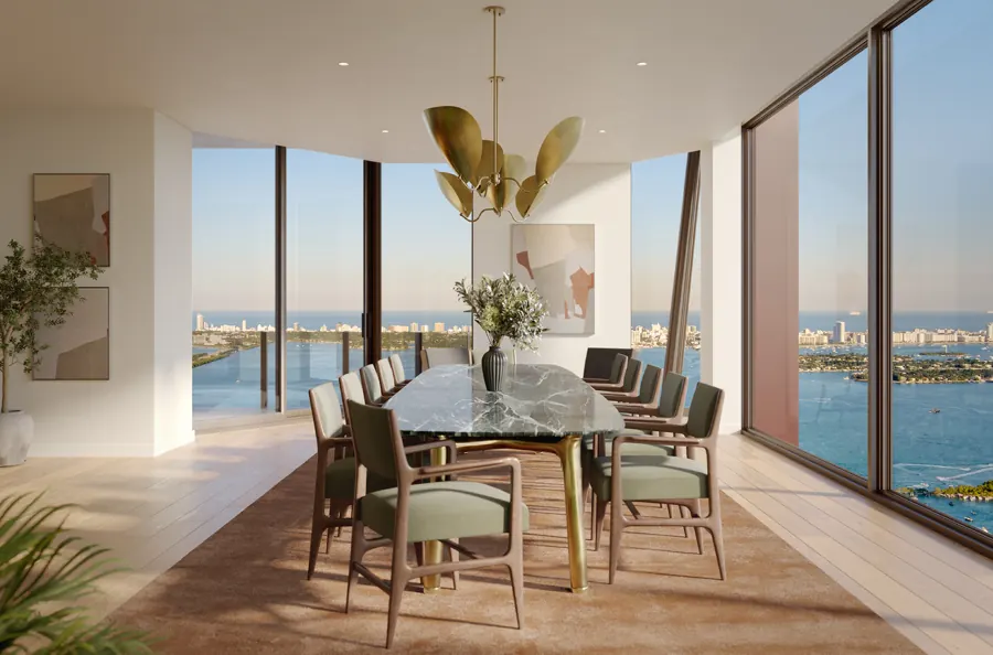 Villa Piano dining room with water views