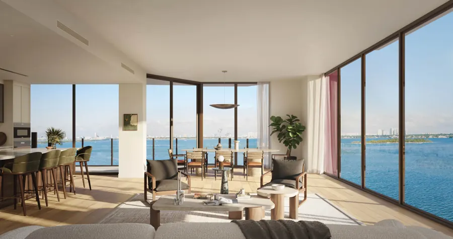 Villa Mezzo living and dining with water views