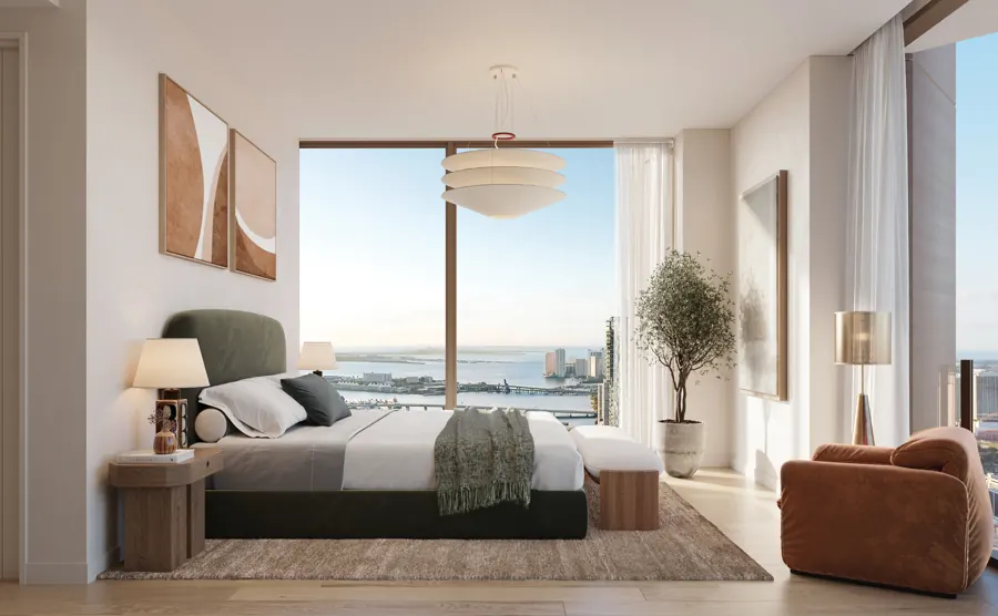 Villa Mezzo primary bedroom with bay views