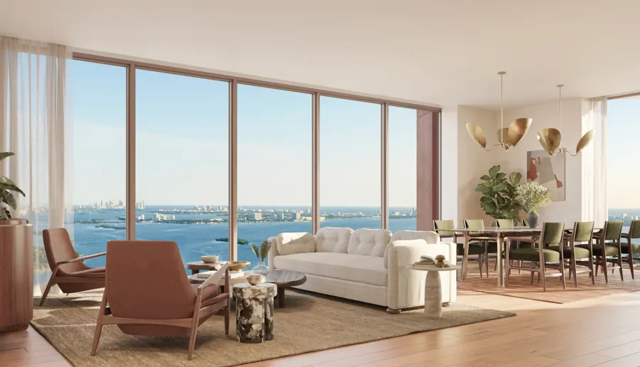 Villa Mezzo living room with bay views